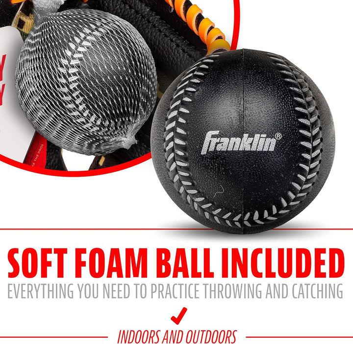 Franklin Sports RTP Teeball Performance Handschuh & Ball Combo (24,1 cm) Linke Hand Wurf schwarz / w