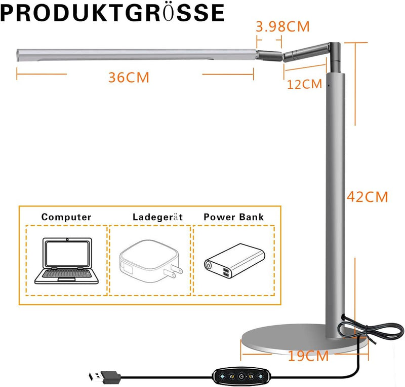 Augenschutzlampe, LED-Bildschirm-Augenschutzleuchten, USB-betriebene Computerleuchten,3 Farbtemperat