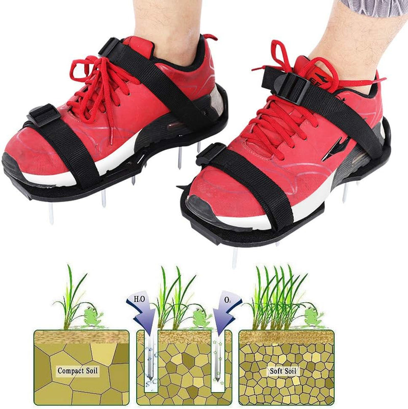 TOPINCN Rasenlüfter Schuhe Garten Hof Rasenlüfter Nagelschuhe Gras Grubber Vertikutierer 1 Paar