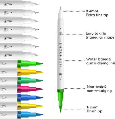 Hethrone Filzstifte Set - Pinselstifte Stifte Set für Erwachsene 72 Farben Weiss