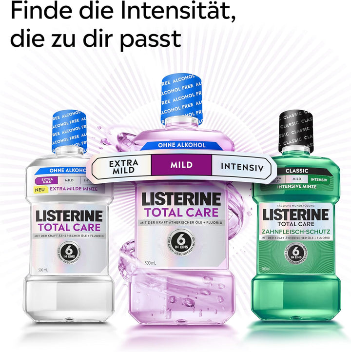 LISTERINE Total Care Zahnfleisch-Schutz 6 x 500 ml, schützende Mundspülung gegen Zahnfleischprobleme