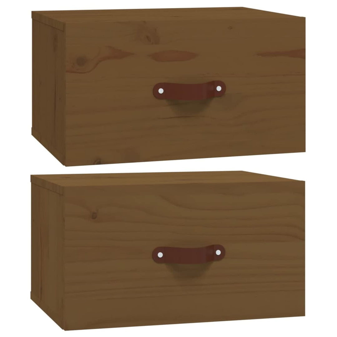 Tidyard 2 STK. Wand Nachttisch Hängend Nachtkommode Wandboard Nachttisch mit Schublade Massives Kief