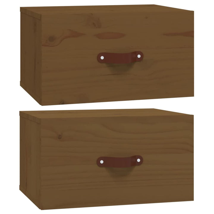 Tidyard 2 STK. Wand Nachttisch Hängend Nachtkommode Wandboard Nachttisch mit Schublade Massives Kief