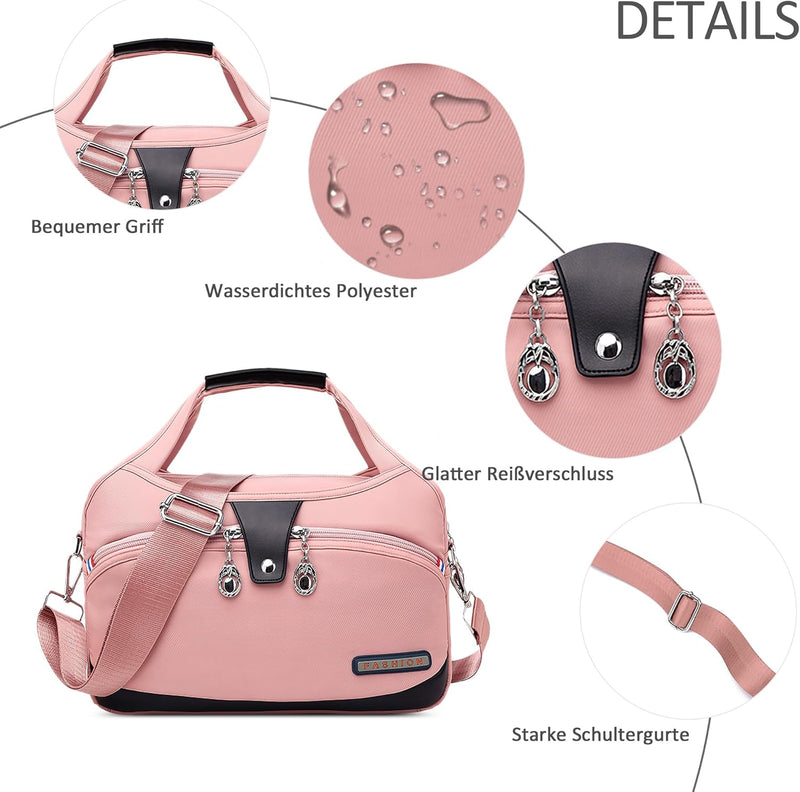 DIRRONA Damen Umhängetasche Multi Pocket Crossbody Bag Schultertaschen Leicht Handtasche Waterproof