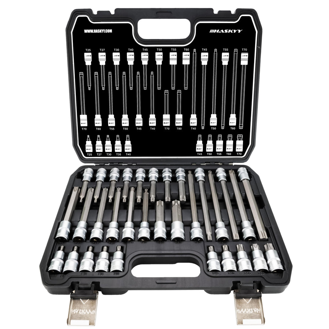 32 tlg Torx Steckschlüssel Satz T25 - T80 Innen Nüsse Bits Werkzeug Set Nuss