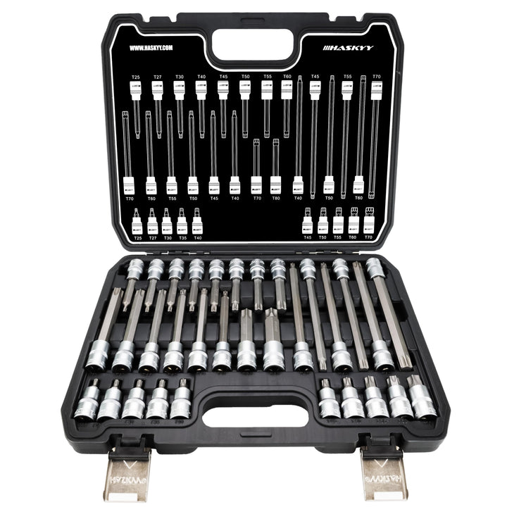 32 tlg Torx Steckschlüssel Satz T25 - T80 Innen Nüsse Bits Werkzeug Set Nuss