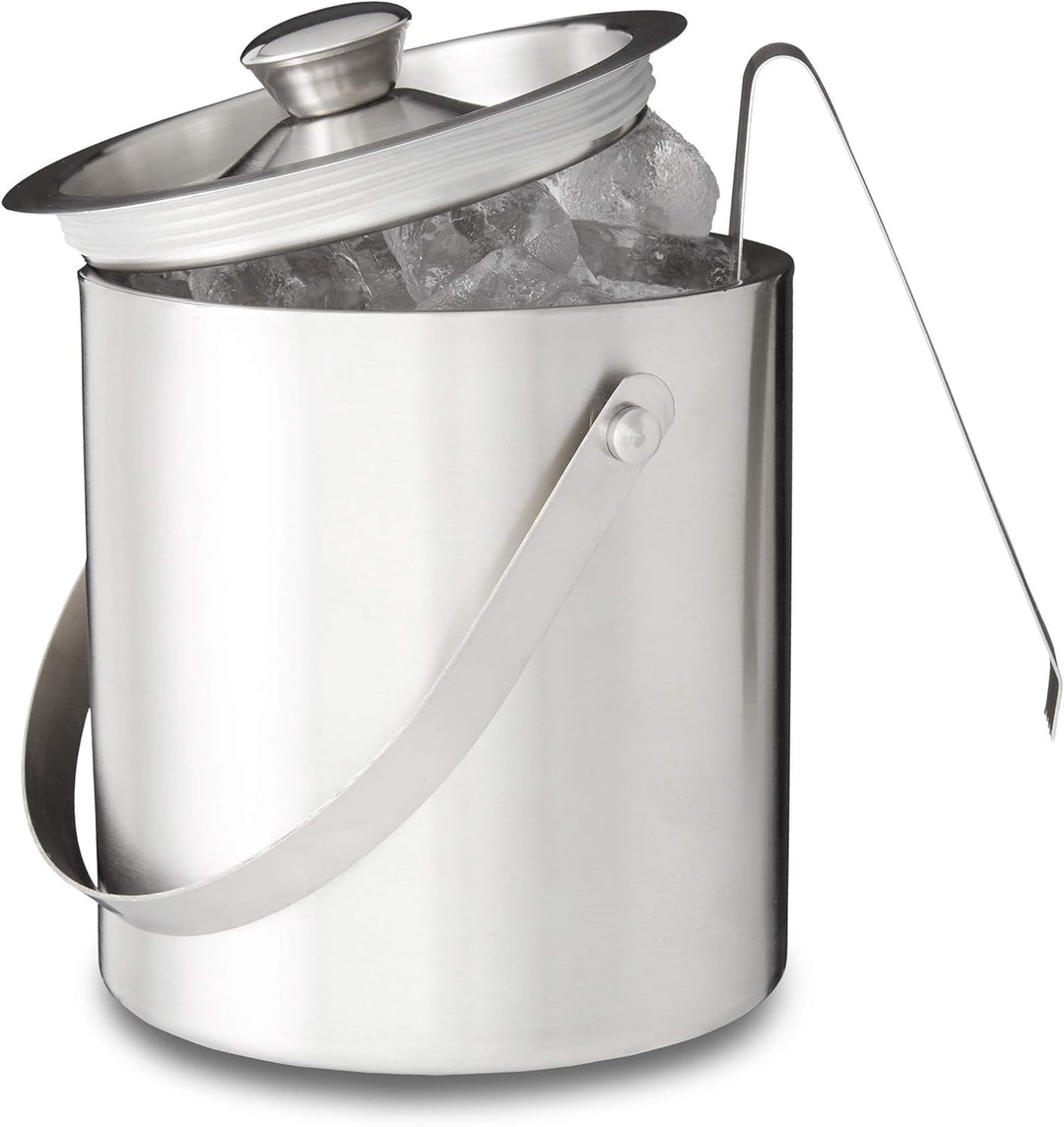 Relaxdays Eisbehälter rund mit Deckel, Eiszange, Eiswürfel-Kühler für Bar, Party, 1,5 Liter, HBT: 17