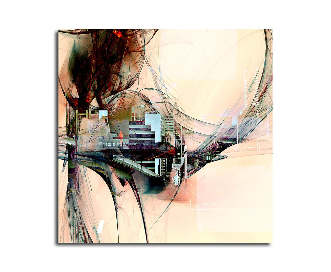 Paul Sinus Art Abstrakte Skyline - Abstrakt328_60x60cm Bild auf Leinwand Architektur Technik Abstrak