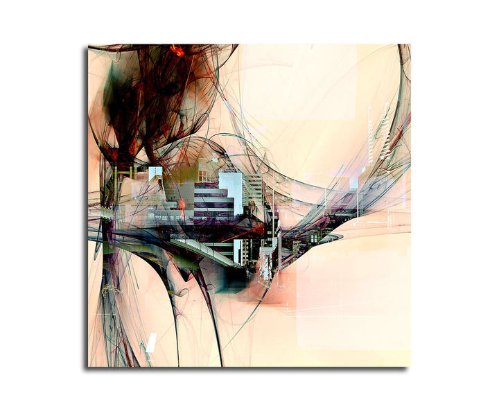 Paul Sinus Art Abstrakte Skyline - Abstrakt328_60x60cm Bild auf Leinwand Architektur Technik Abstrak