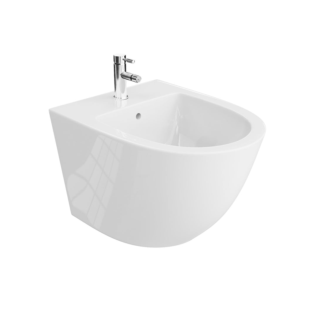 LAVITA Universal Wand Sofi Bidet, WC mit Hahnloch und Überlaufschutz aus Keramik 36,5 x 49 x 32,5 cm