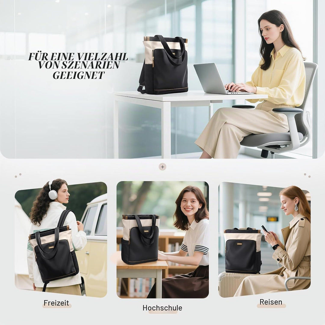 GOLF SUPAGS Convertible Laptop-Rucksack für Frauen Casual Daypack Notebook Tote Bag für Arbeit Hochs