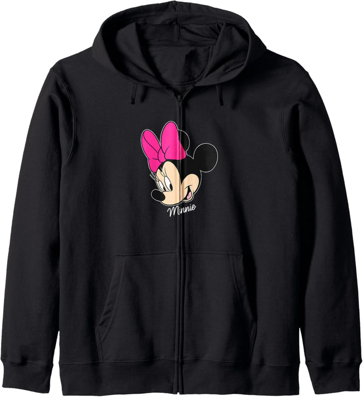 Disney Minnie Mouse Big Face Smile Pink Bow Kapuzenjacke