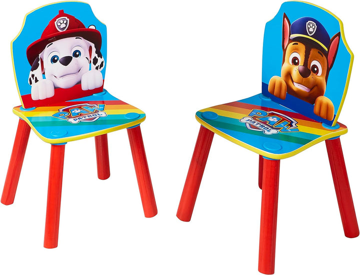 PAW PATROL - Set aus Tisch und 2 Stühlen für Kinder , 43.5cm x 63cm x 63cm, 52.5cm x 29.5cm x 29cm