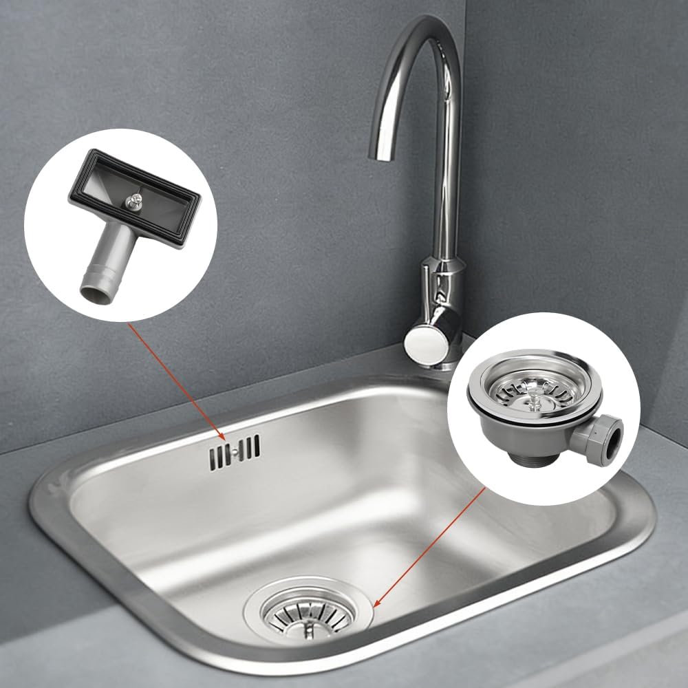 Ablaufgarnitur Spüle 110mm, Abflusssieb Mit überlauf, Edelstahl Siebkorbventil Spülbecken Ablaufgarn