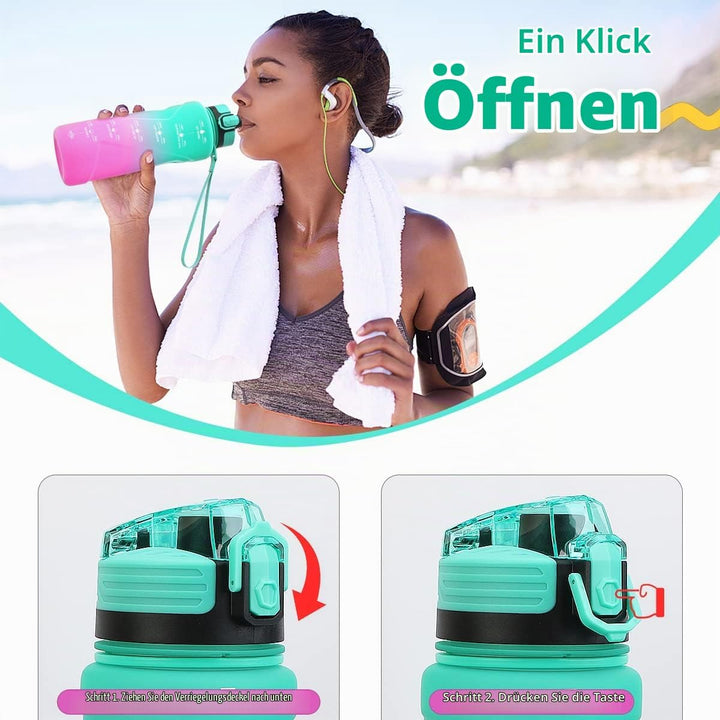 Coolfel Sport Trinkflasche 2l, 1,5l, 1l, 700ml, 500ml Trinkflasche Kinder Auslaufsicher, Motivierend
