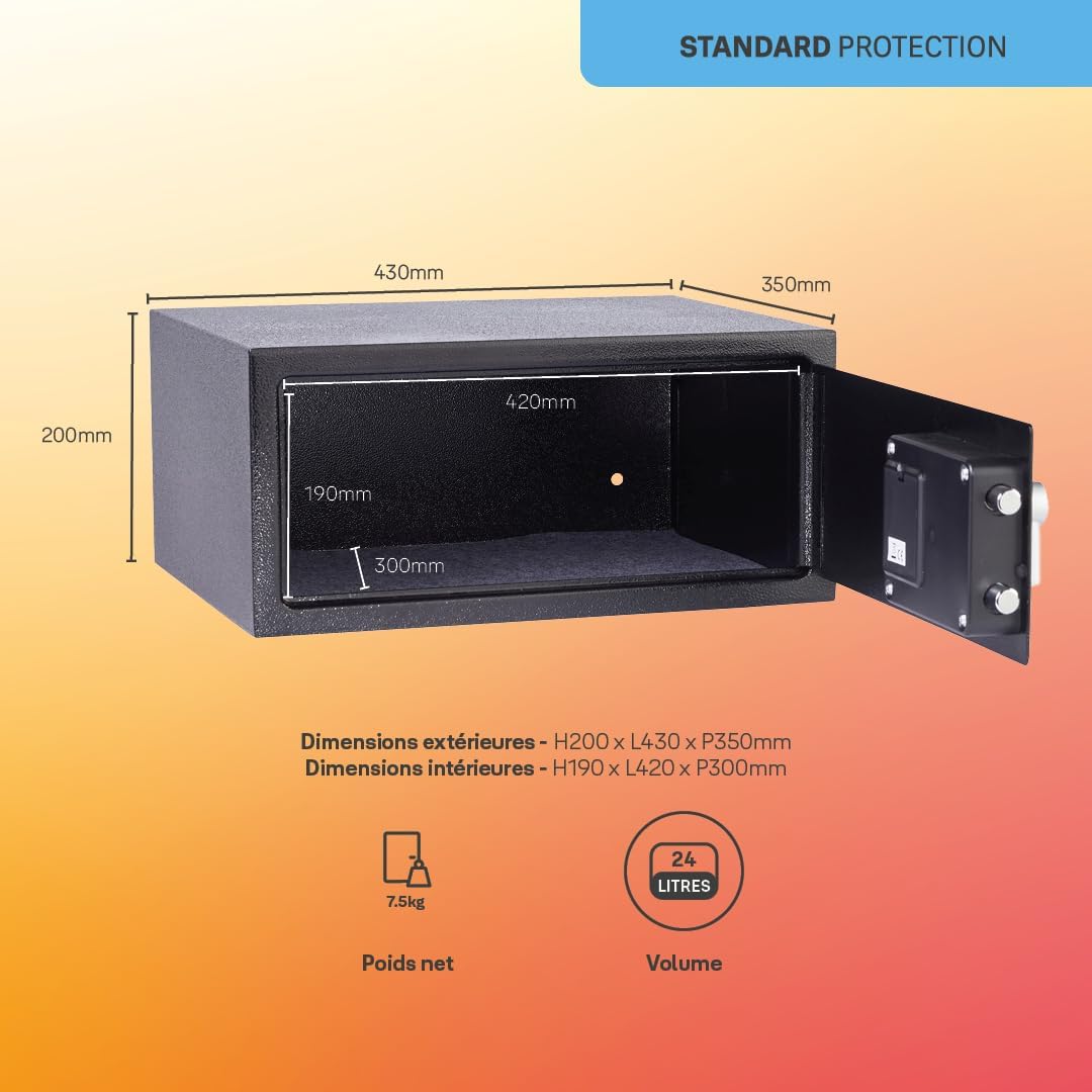 Yale Elektronischer Tresor - Medium - YSV/250/DB2 - Standardsicherheit - Schwarz Black Medium New Ve