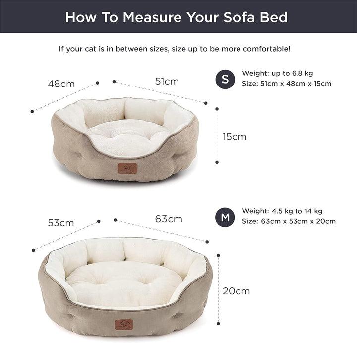 Bedsure Katzenbett waschbar Katzen Bettchen - 63x53x20cm Katzen Bett mit Zweiseitig Innenkissen Katz