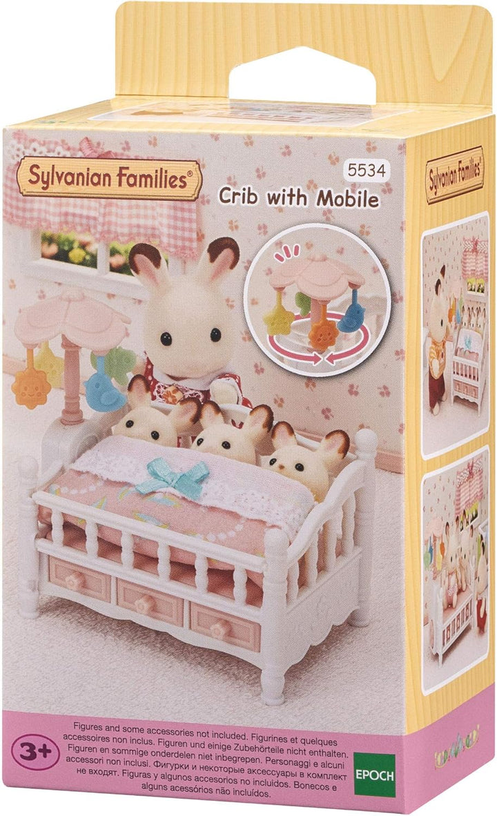Sylvanian Families 5458 Perserkatzen Drillinge - Figuren für Puppenhaus & 5534 Babybett mit Mobile -