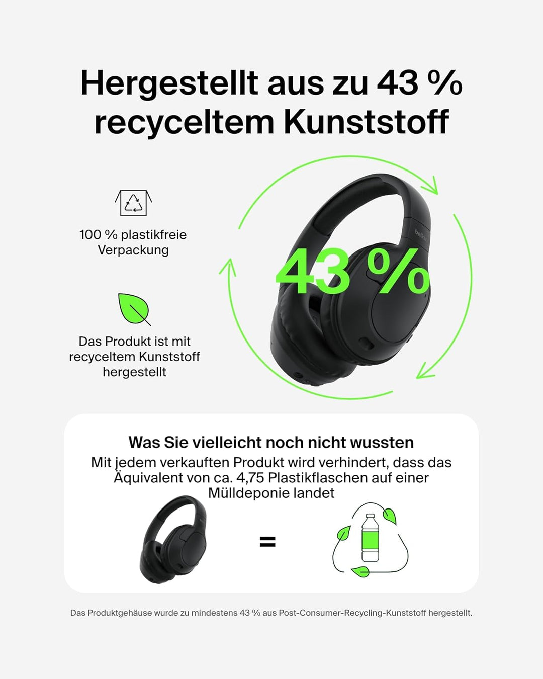 Belkin SoundForm Surround Kopfhörer Kabellos Bluetooth, Over-Ear Environmental Noise Cancelling Kopf