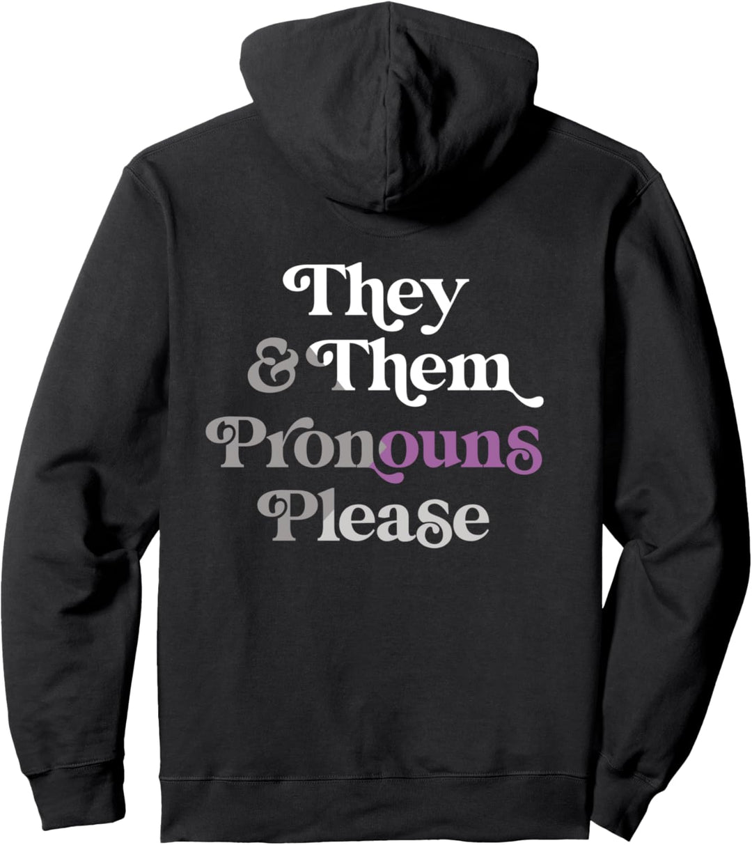 They & Them Pronouns Please Demisexual LGBTQIA Pride Flag Pullover Hoodie