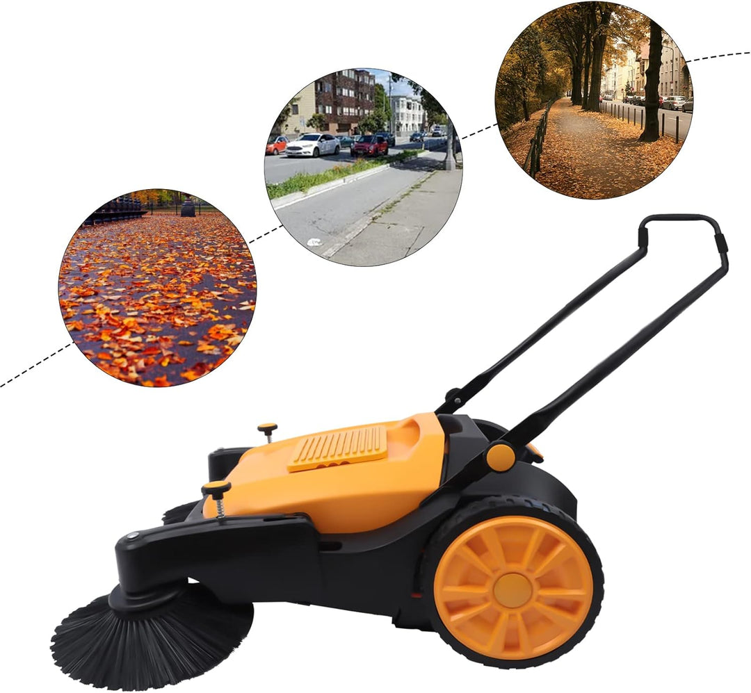 Handkehrmaschine Aussenbereich 105 cm Reinigungsbreite, 55 L Staubbehälter, Manuell Ohne Strom, 5-Ga
