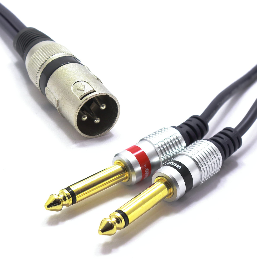 XLR Stecker auf 2x 6.3mm TS Klinke Kabel 5m Mikrofonkabel 3 Polig auf Mono Klinkenstecker Audio Adap
