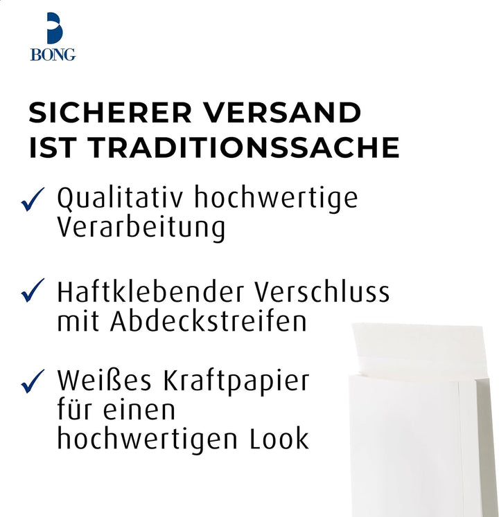 Bong Faltentasche C4 (200 Stück), haftklebende Faltentaschen mit Klotzboden und Seitenfalte, Versand