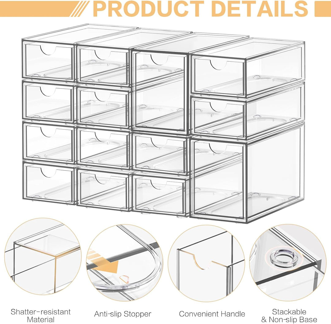 Schreibtisch-Organizer mit 14 Schubladen, ToyaJeco Acryl stapelbar Desktop Lagerung Schubladen Make-