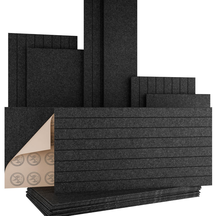 AKUSTIKO Akustikpaneele Selbstklebend 120x60cm - 4 Stück Anthrazit Akustik Wandpaneele Brandschutzkl