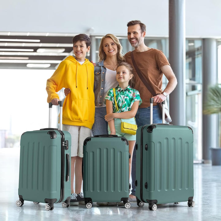 LALAHO Kofferset 3 Teilig Hartschale, Koffer Set 3 Stück aus ABS, Reisekoffer mit Rollen Gross, Trol