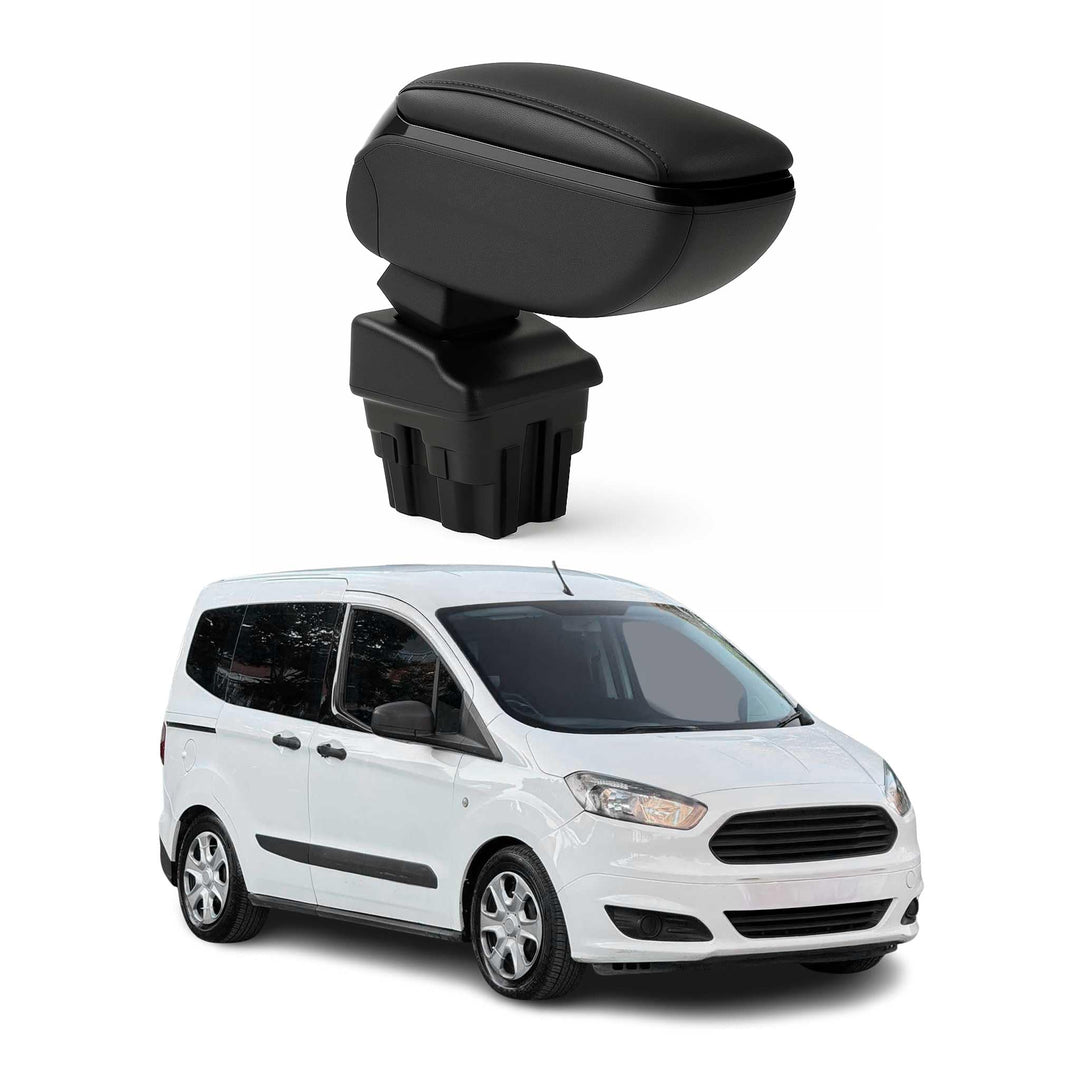 OMAC Armlehne Mittelarmlehne kompatibel mit Ford Transit Courier 2014-2024 PU-Leder ABS Schwarz Tran