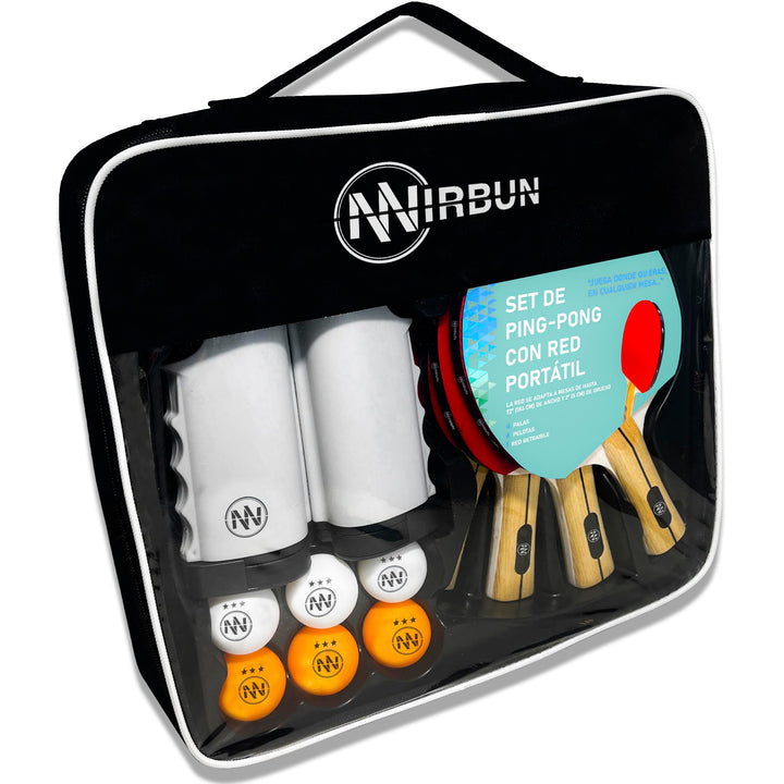 NIRBUN Tischtennisschläger Set mit ausziehbarem Netz, Tischtennisschläger Profi, 3-Sterne-Tischtenni