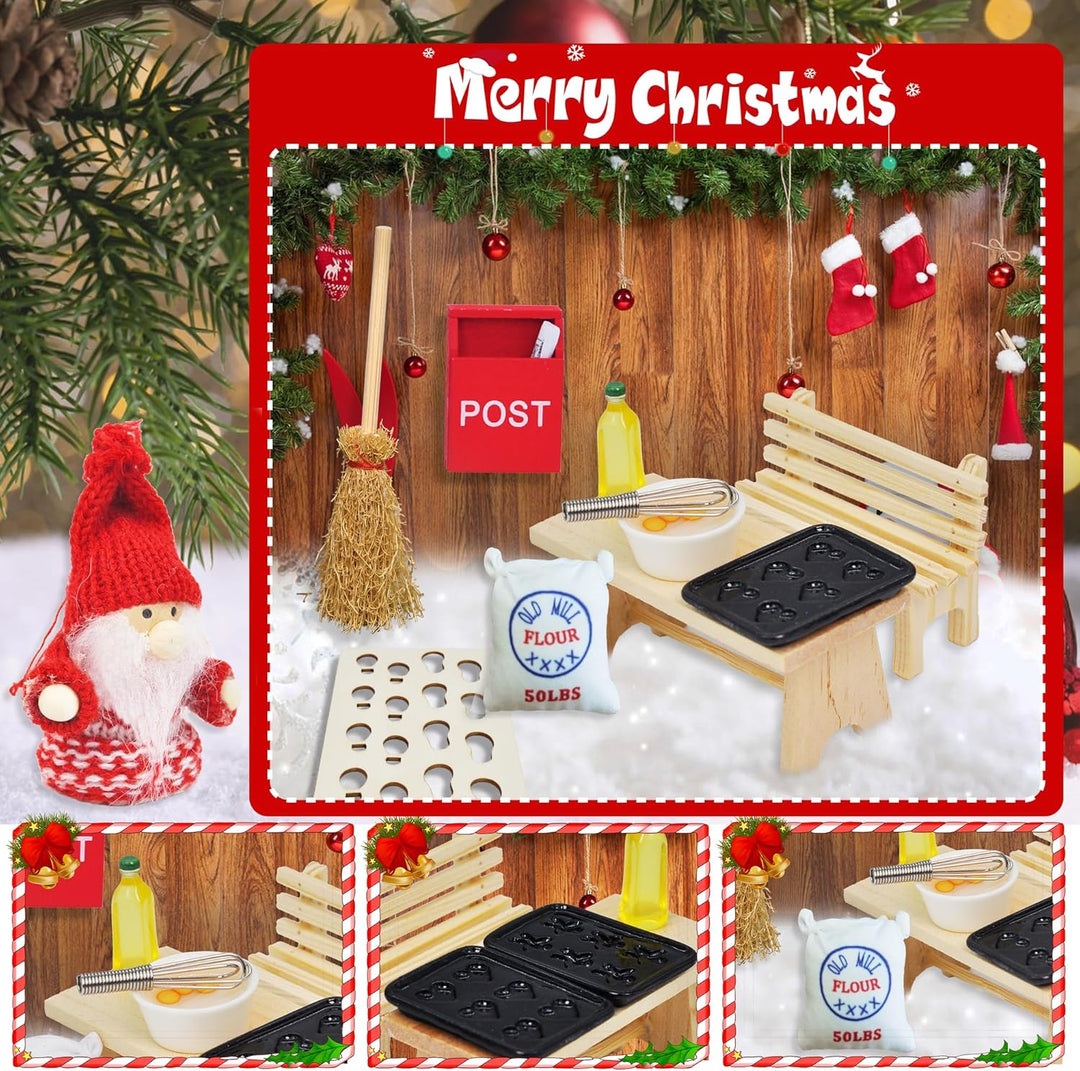 70 Stück Miniatur Wichtel Zubehör Weihnachten Set, Wichteltür Zubehör Komplettset Weihnachtswichtel