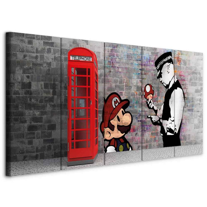 murando - Akustikbild Banksy 150x60 cm 5 tlg Bilder Akustikschaum Schallschutz Kunst Akustikpaneele