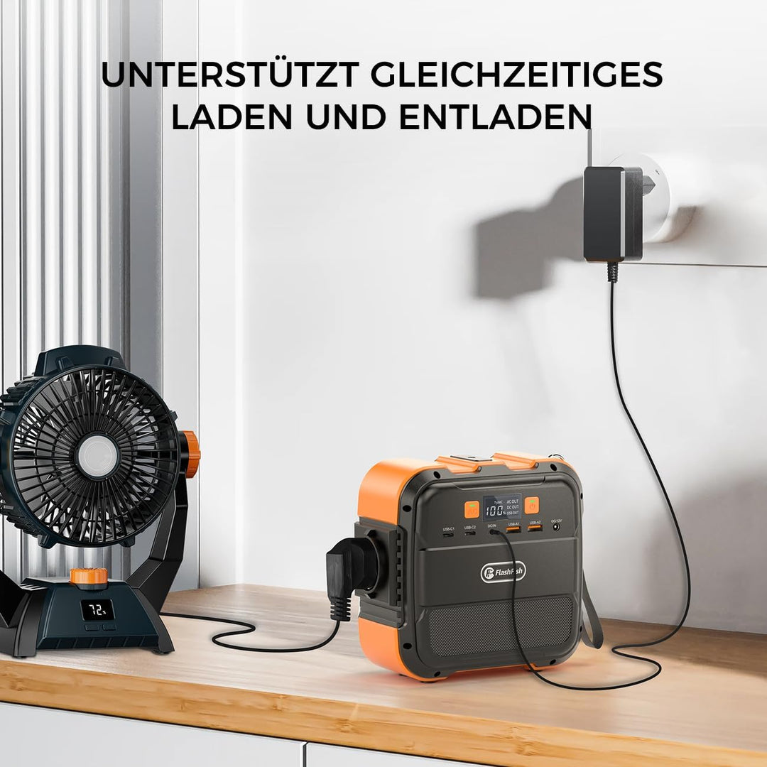 FlashFish Powerstation 98Wh 120W Solargenerator Akku mit 230V AC | Tragbare Solar generator mit Typ-