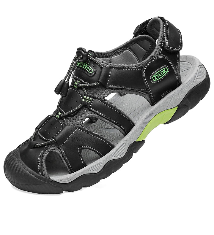 ZYLDK Herren Sandalen Leder Strand Trekkingsandalen Outdoorschuhe Sommer Wanderschuhe Männer Sport-O