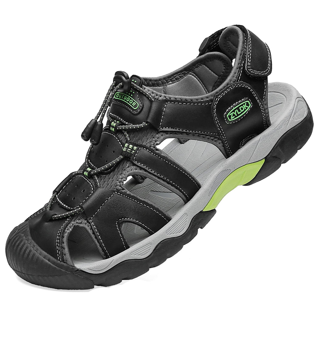ZYLDK Herren Sandalen Leder Strand Trekkingsandalen Outdoorschuhe Sommer Wanderschuhe Männer Sport-O