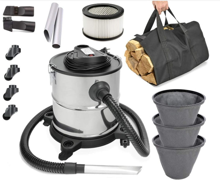 VERDA Aschesauger Kaminsauger Ascheschlucker Kaminholztasche Holztragetasche Set Modellwahl (Aschesa