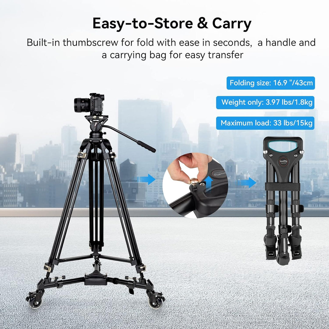 SMALLRIG Universal Fotografie Stativ Wagen, strapazierfähig mit verstellbaren Beinhalterungen und Tr
