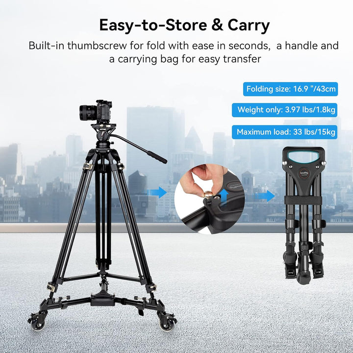 SMALLRIG Universal Fotografie Stativ Wagen, strapazierfähig mit verstellbaren Beinhalterungen und Tr
