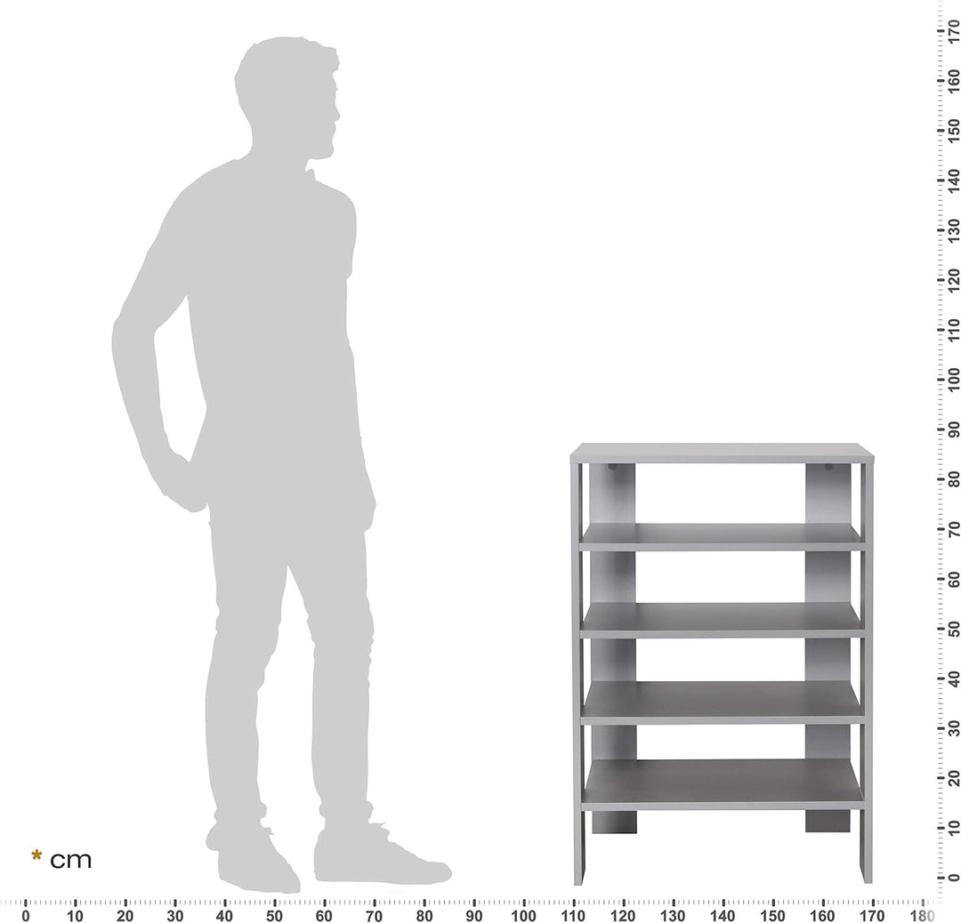 RICOO Schuhregal schmal und hoch 88x60x32cm Standregal Pressholz Grau WM040-PL, Schuhständer mit 4 E