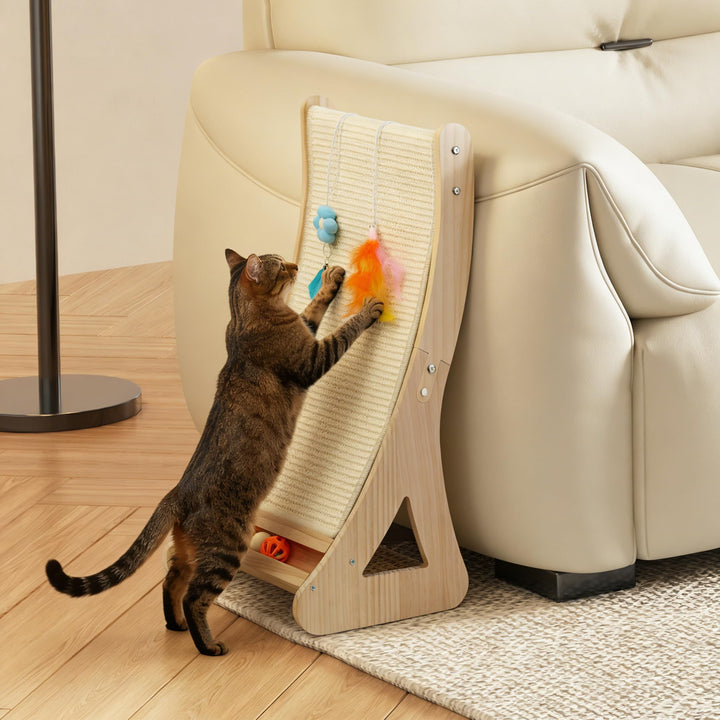 Katzen Kratzbrett Dual-Use Kratzpappe für Katzen Gross 63cm Gebogen Kratzmöbel Katze 100% Natürliche