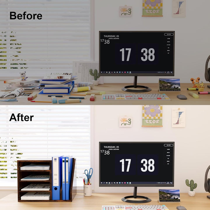 EasyPAG 6 Fächer Holz A4 Büro Schreibtisch Organizer Dokumentenhalter Aktenablage Zeitschriftenhalte
