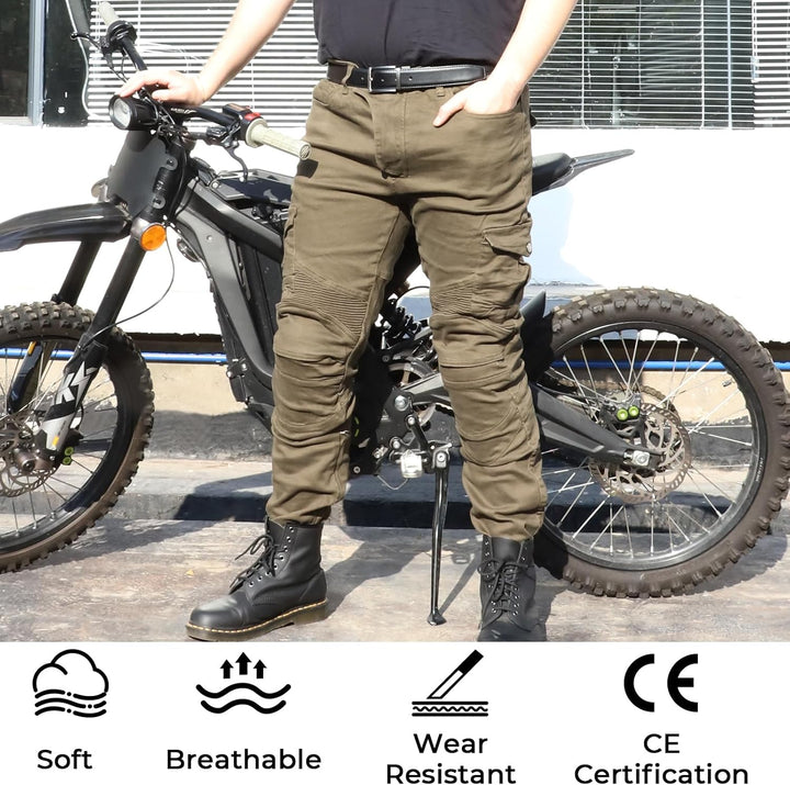 Alpha Rider Motorradhose Herren Jeans Textil Motorrad Hose mit Protektoren Armee Grün 3XL 3XL Grün,