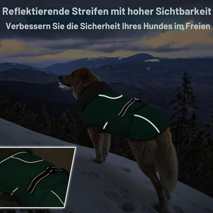 Lelepet Hundemantel Winterweste Reflektierende Fleece Hundejacke für Grosse Hunde Wasserdicht Hundej