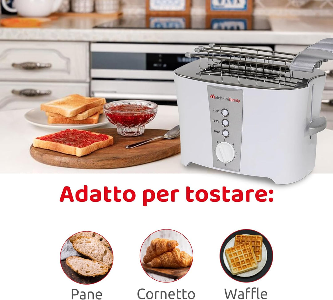 Melchioni 118310008 Toaster mit Toastzange TOSTO, elektrischer Sandwichtoaster, automatischer Auswur