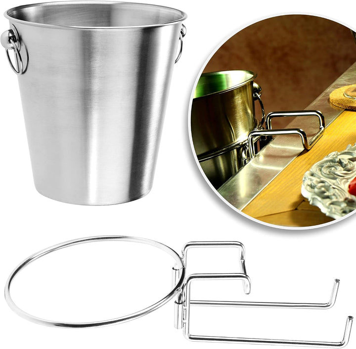 com-four® 3x Sektkühler aus Edelstahl mit Tischhalter | Kühlkübel für Sekt, Wein, Champagner - edler