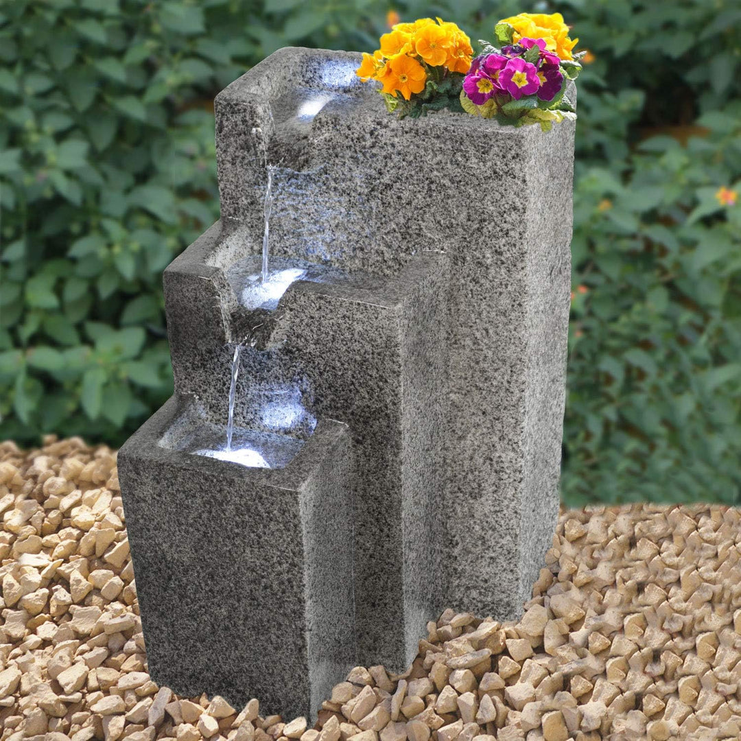 230V GARTENBRUNNEN BRUNNEN ZIERBRUNNEN VOGELBAD Wasserfall GARTENLEUCHTE TEICHPUMPE - SPRINGBRUNNEN