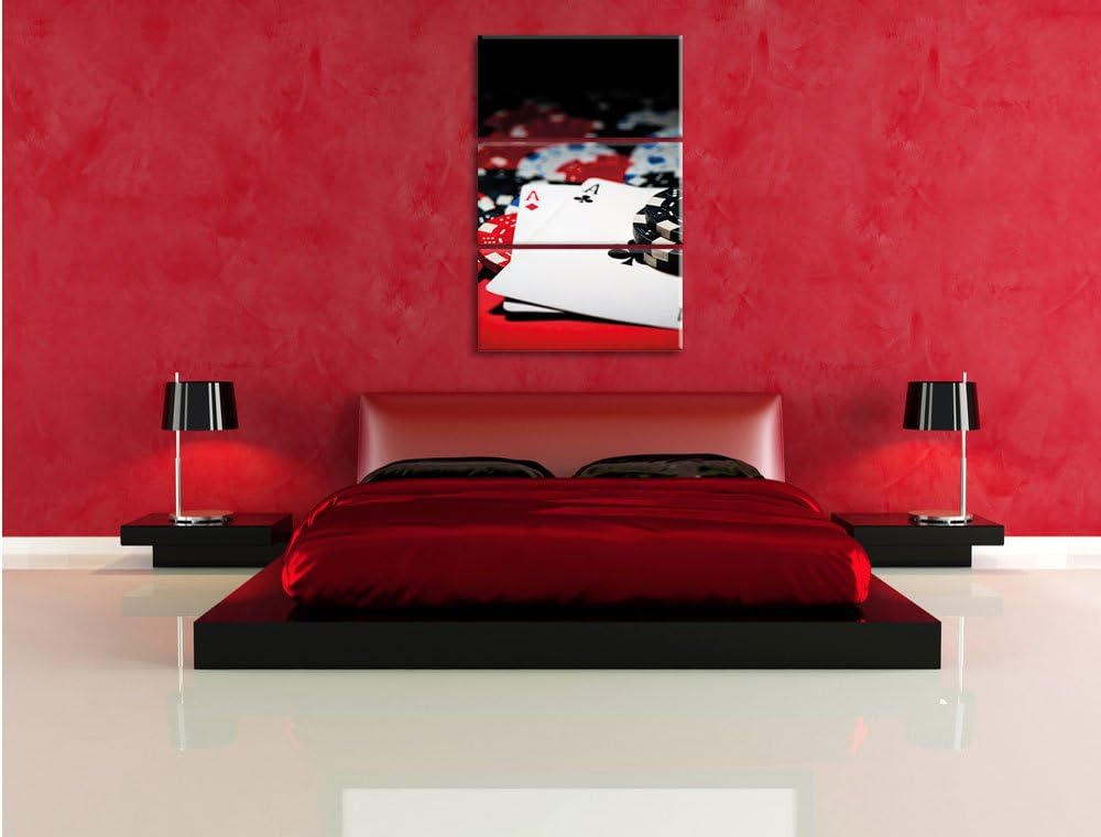 Pixxprint Spielkarten als Leinwandbild | Grösse: 3 Teilig (120x80) | Wandbild| Kunstdruck | fertig b