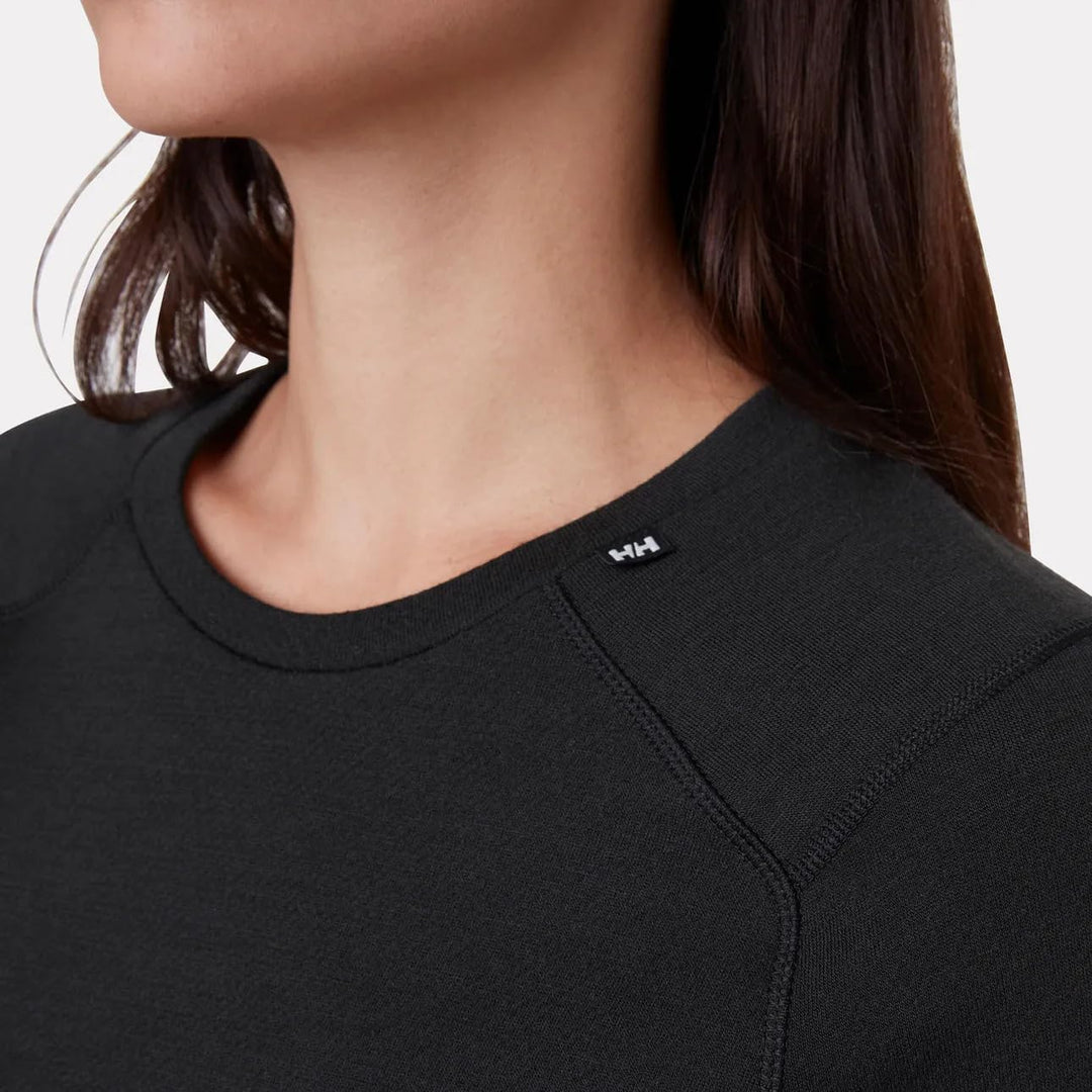 Helly Hansen Damen Lifa Merino Midweight Crew Funktionsshirt XS Schwarz, XS Schwarz